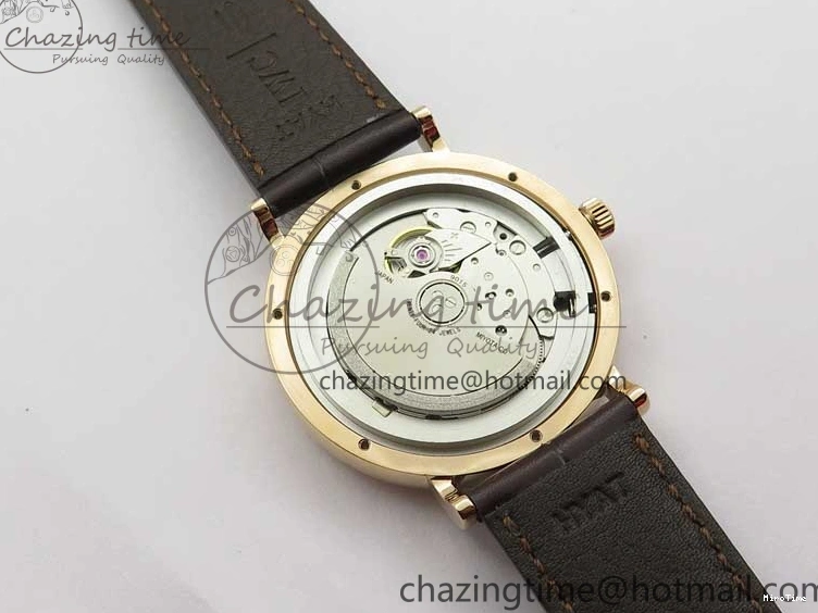 MIROTIME 0415 Stylish Portofino IW459402 RG MKS 1:1 Best Edition White Dial on Brown Leather Strap Miyota 7084